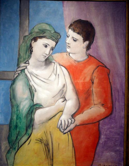 Picasso, Pablo, Spanish, 1881 - 1973The Lovers 1923 oil on linen overall: 130.2 x 97.2 cm (51 1/4 x 38 1/4 in.) framed: 161.9 x 128.3 cm (63 3/4 x 50 1/2 in.) Chester Dale Collection 1963.10.192 