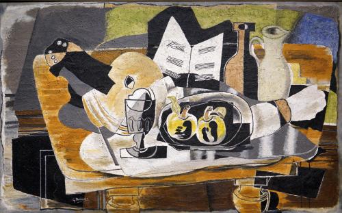 Braque, Georges, French, 1882 - 1963Still Life: The Table 1928 oil on canvas overall: 81.3 x 130.8 cm (32 x 51 1/2 in.) framed: 116.8 x 167 x 12 cm (46 x 65 3/4 x 4 3/4 in.) Chester Dale Collection 1963.10.92 
