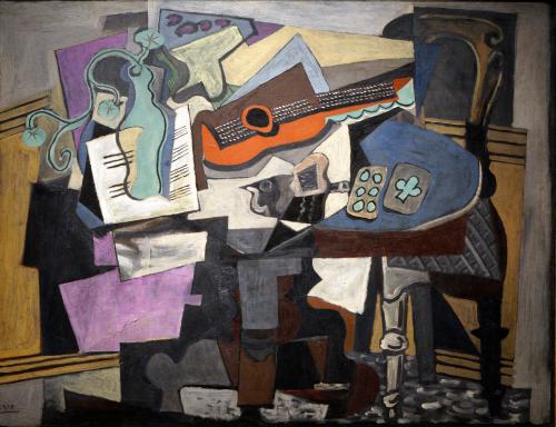 Picasso, Pablo, Spanish, 1881 - 1973Still Life 1918 oil on canvas overall: 97.2 x 130.2 cm (38 1/4 x 51 1/4 in.) framed: 134 x 167 x 8.2 cm (52 3/4 x 65 3/4 x 3 1/4 in.) Chester Dale Collection 1963.10.195