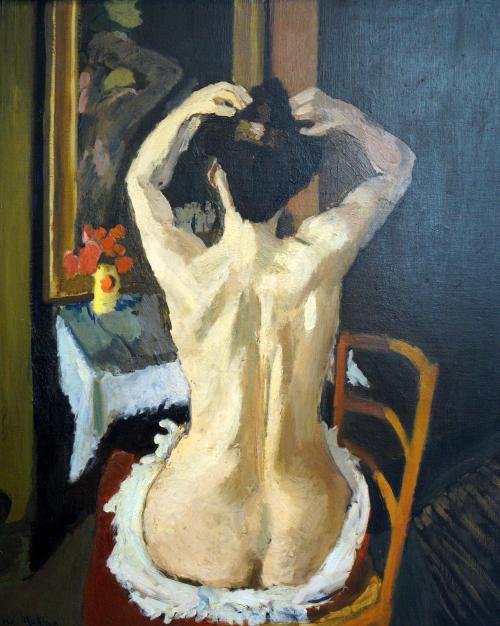 Matisse, Henri, French, 1869 - 1954La coiffure 1901 oil on canvas overall: 95.2 x 80.1 cm (37 1/2 x 31 9/16 in.) framed: 114.3 x 96.8 x 6.3 cm (45 x 38 1/8 x 2 1/2 in.)gross weight: 12.247 kg (27 lb.) Chester Dale Collection 1963.10.165 