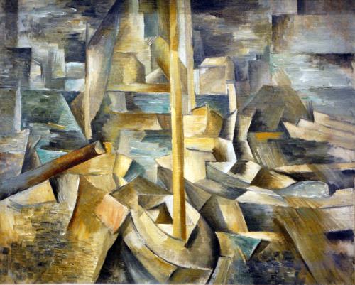 Braque, GeorgesFrench, 1882 - 1963Harbor1909oil on canvasoverall: 40.6 x 48.2 cm (16 x 19 in.)framed: 54.9 x 63.2 x 4.4 cm (21 5/8 x 24 7/8 x 1 3/4 in.)Gift of Victoria Nebeker Coberly in memory of her son, John W. Mudd1992.3.1