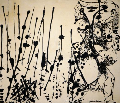 Pollock, Jackson, American, 1912 - 1956Number 7, 1951 1951 enamel on canvas overall: 143.5 x 167.6 cm (56 1/2 x 66 in.) framed: 146.7 x 171.1 cm (57 3/4 x 67 3/8 in.) Gift of the Collectors Committee 1983.77.1 