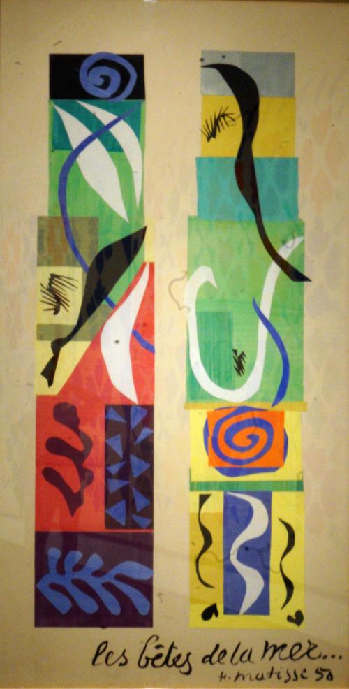 Matisse, Henri, French, 1869 - 1954Beasts of the Sea 1950 gouache on paper, cut and pasted on white paper, mounted on canvas overall: 295.5 × 154 cm (116 5/16 × 60 5/8 in.)gross weight: 63.504 kg (140 lb.) Ailsa Mellon Bruce Fund 1973.18.1 